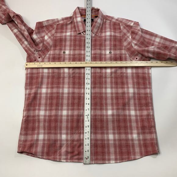 Orvis Shirt Mens L Large Rich Red White Plaid Tech Long Sleeve Outdoor Fishing - Picture 5 of 11